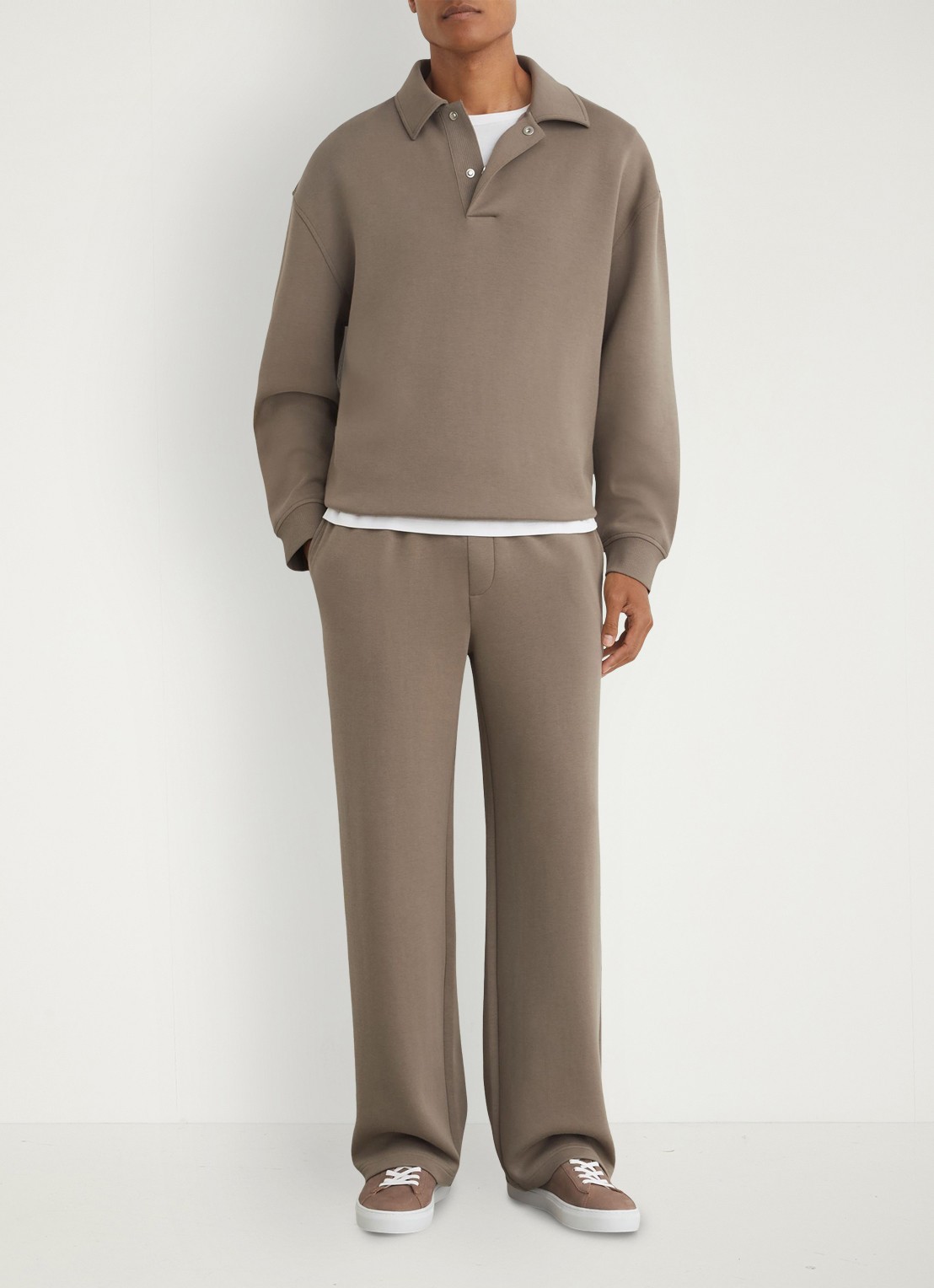 Reiss Brooks sweater met kraag - voorkant 2 zand