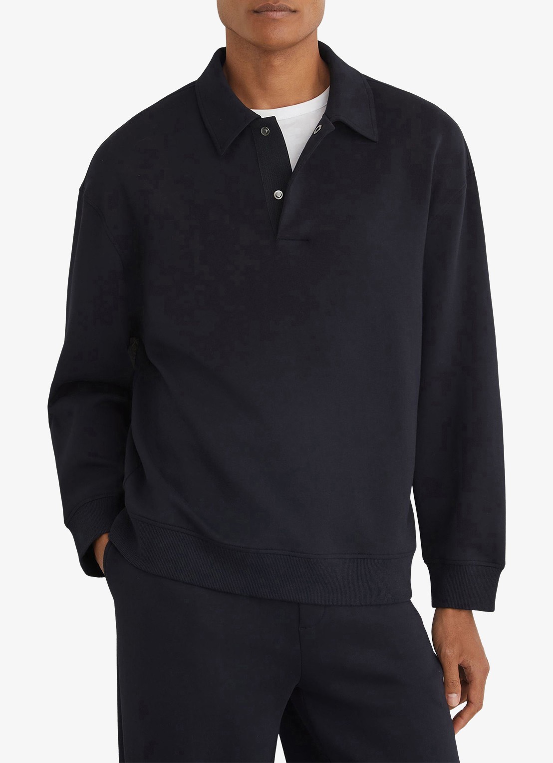 Reiss Brooks sweater met kraag - detail indigo