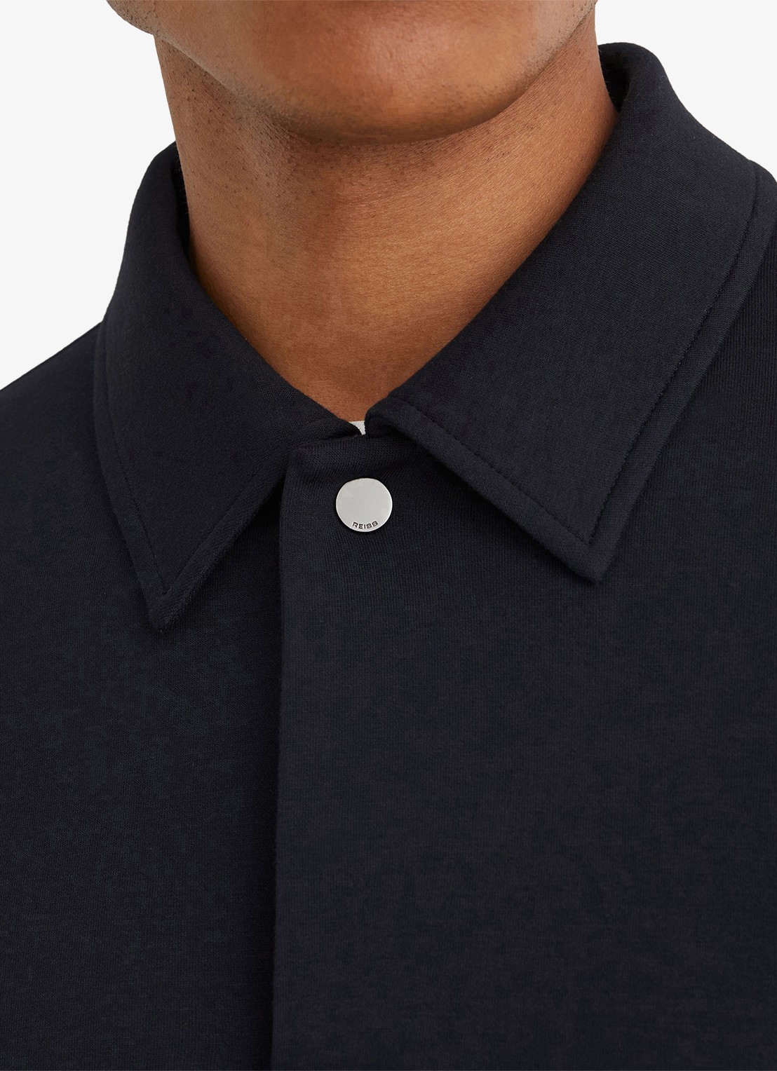 Reiss Brooks sweater met kraag - detail 3 indigo