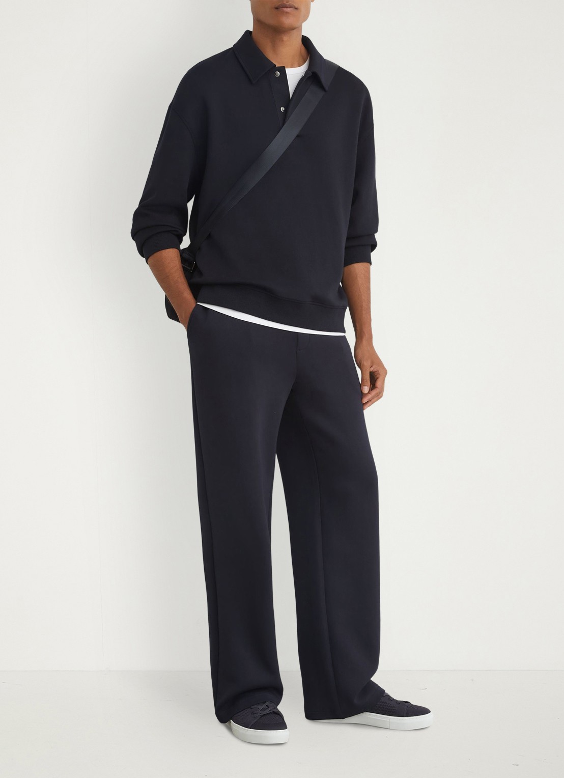 Reiss Brooks sweater met kraag - voorkant 7 indigo