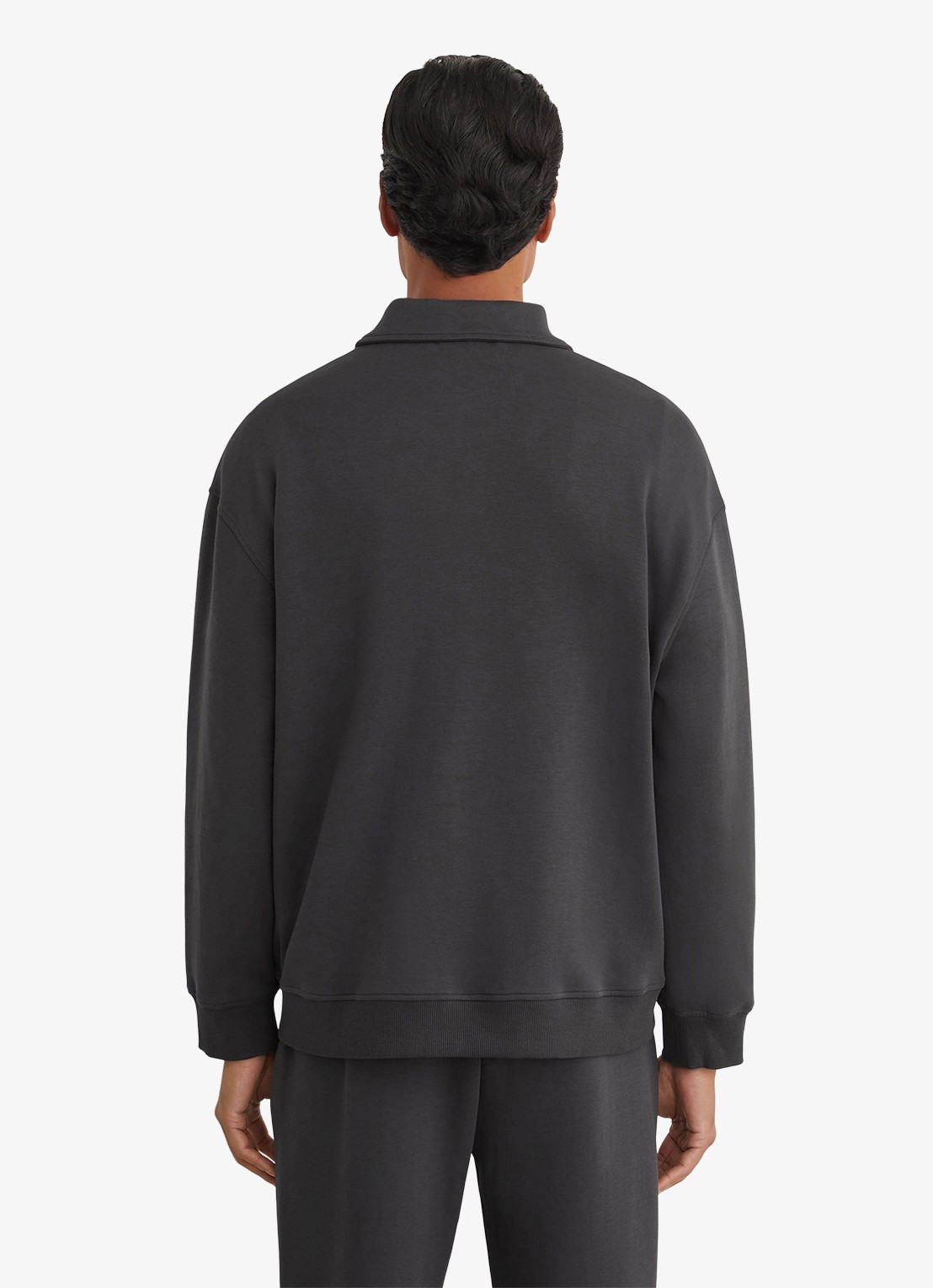 Reiss Brooks sweater met kraag - achterkant 5 antraciet