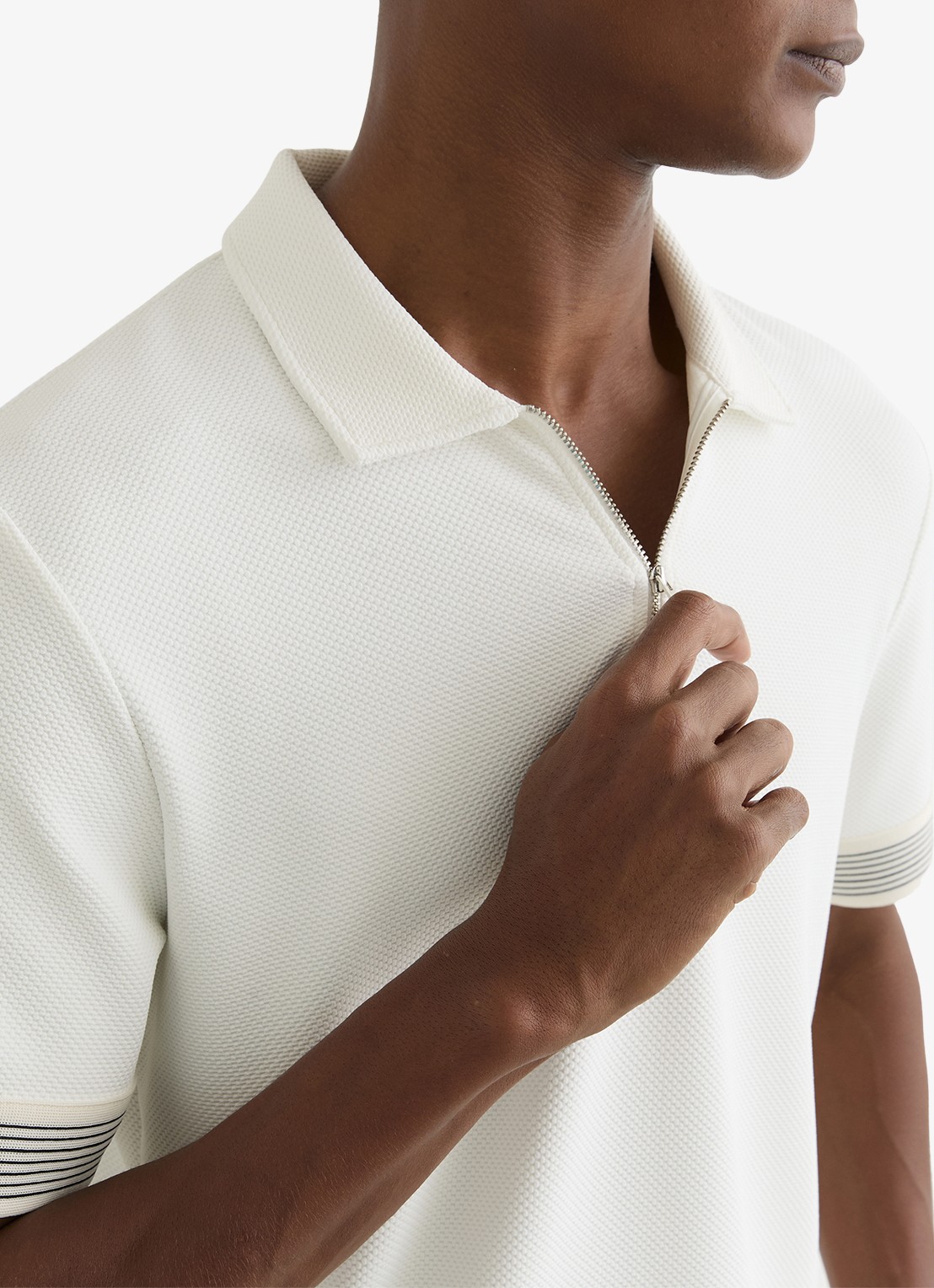 Reiss Bruno polo met halve rits - detail 5 wit