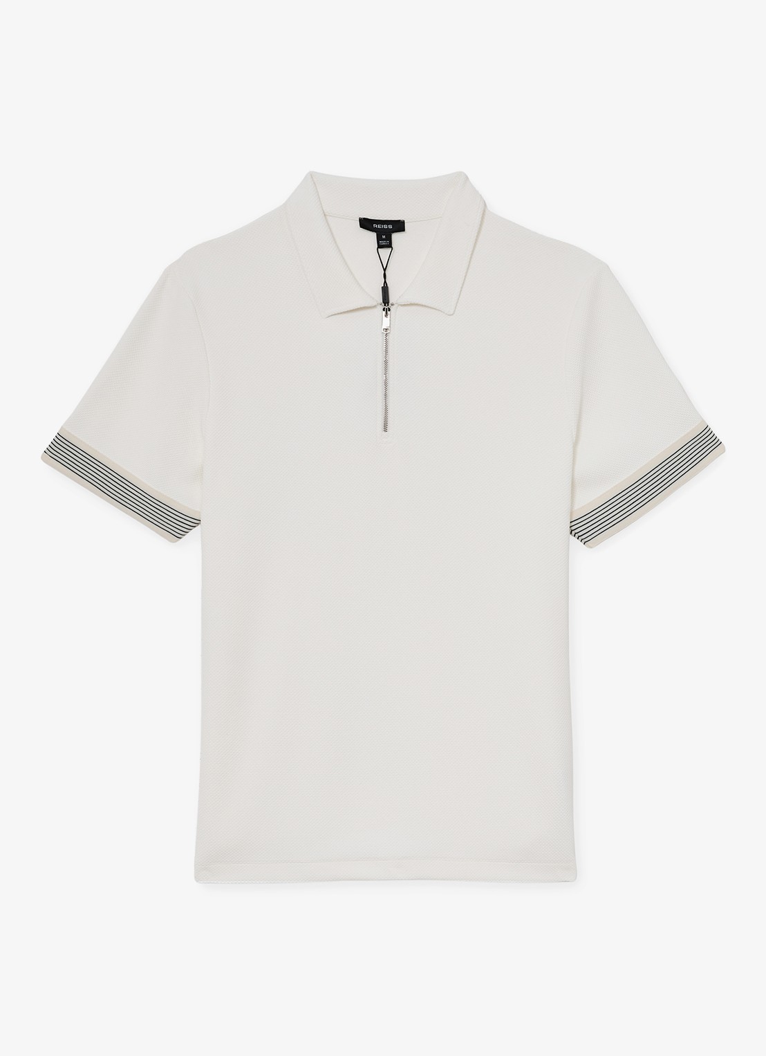 Reiss Bruno polo met halve rits - voorkant wit