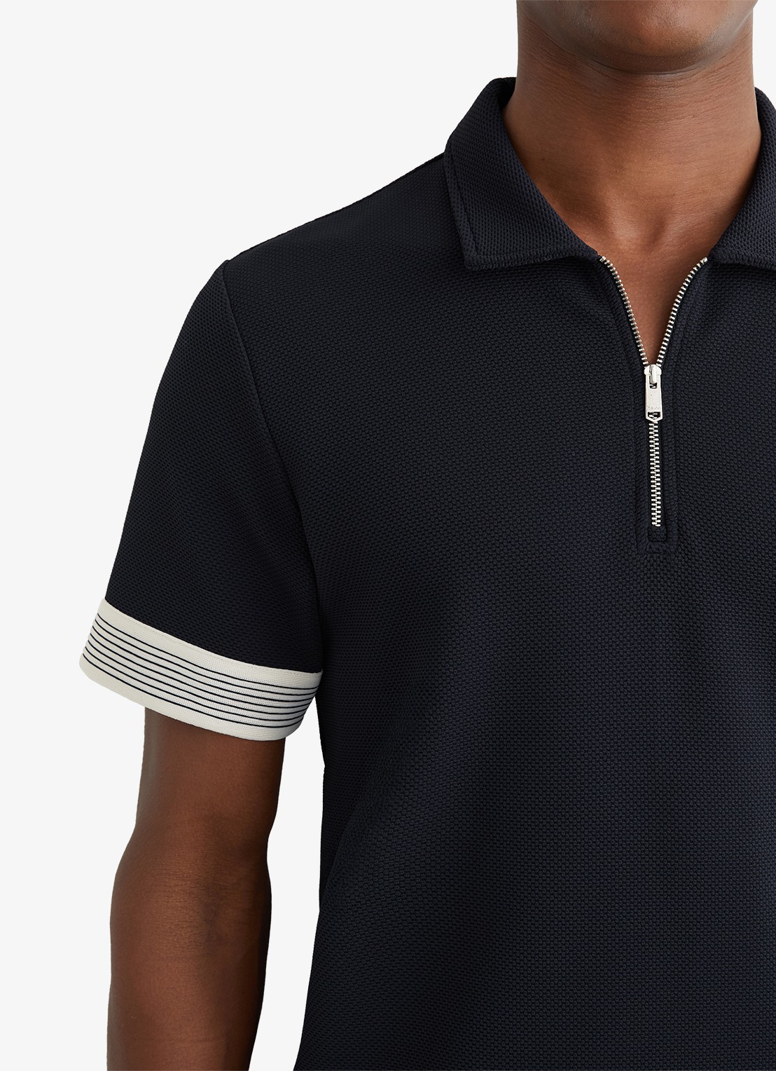 Reiss Bruno polo met halve rits - detail 3 donkerblauw
