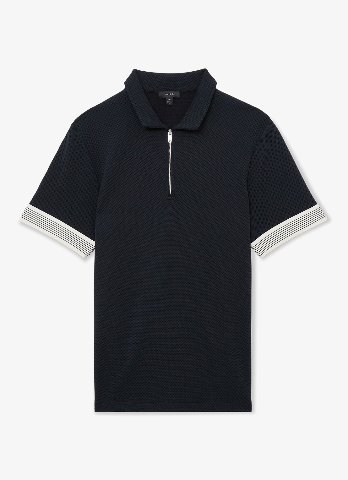 Reiss Bruno polo met halve rits - voorkant 5 donkerblauw
