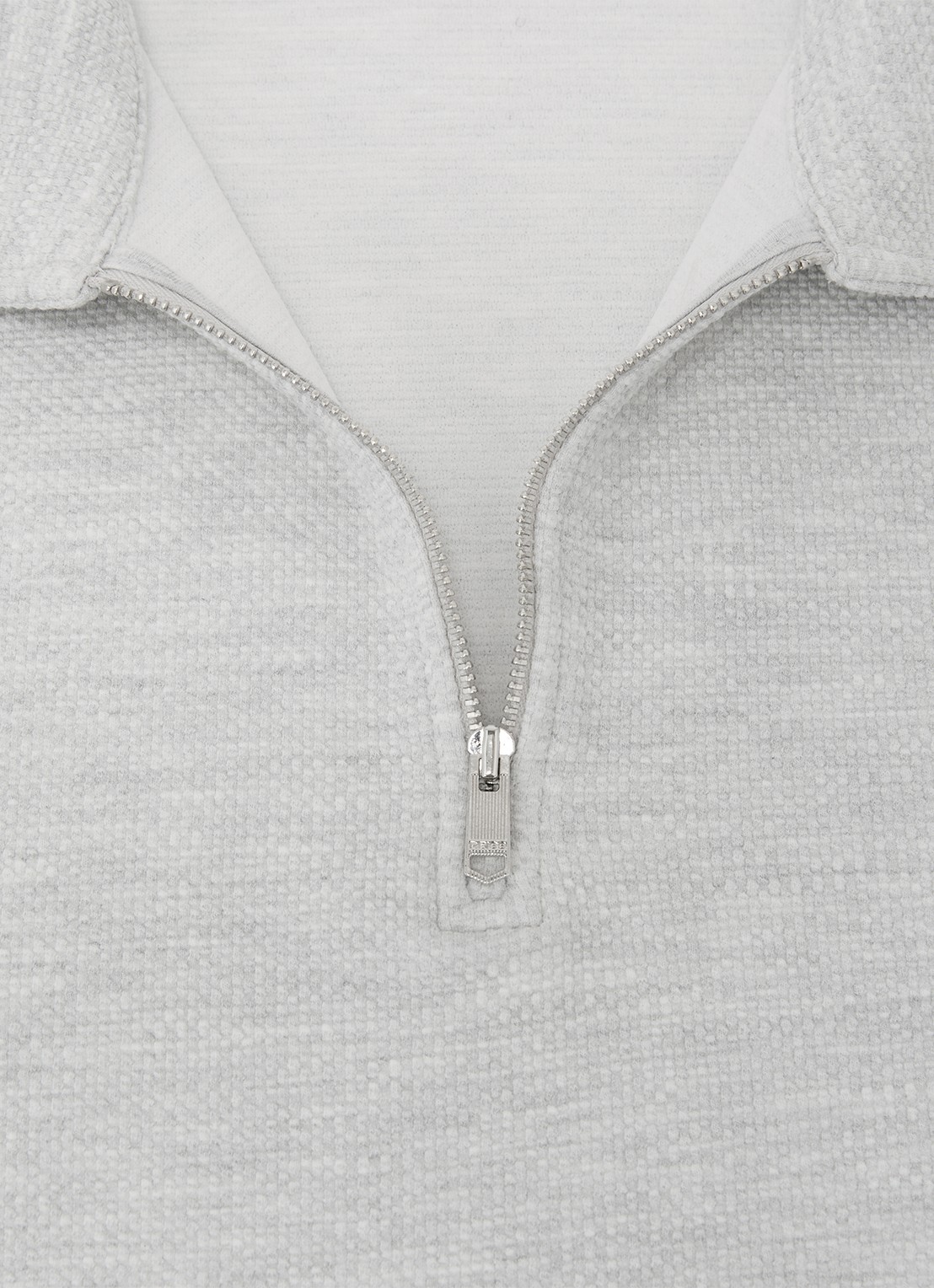 Reiss Bruno regular fit polo met halve rits - detail 6 lichtgrijs