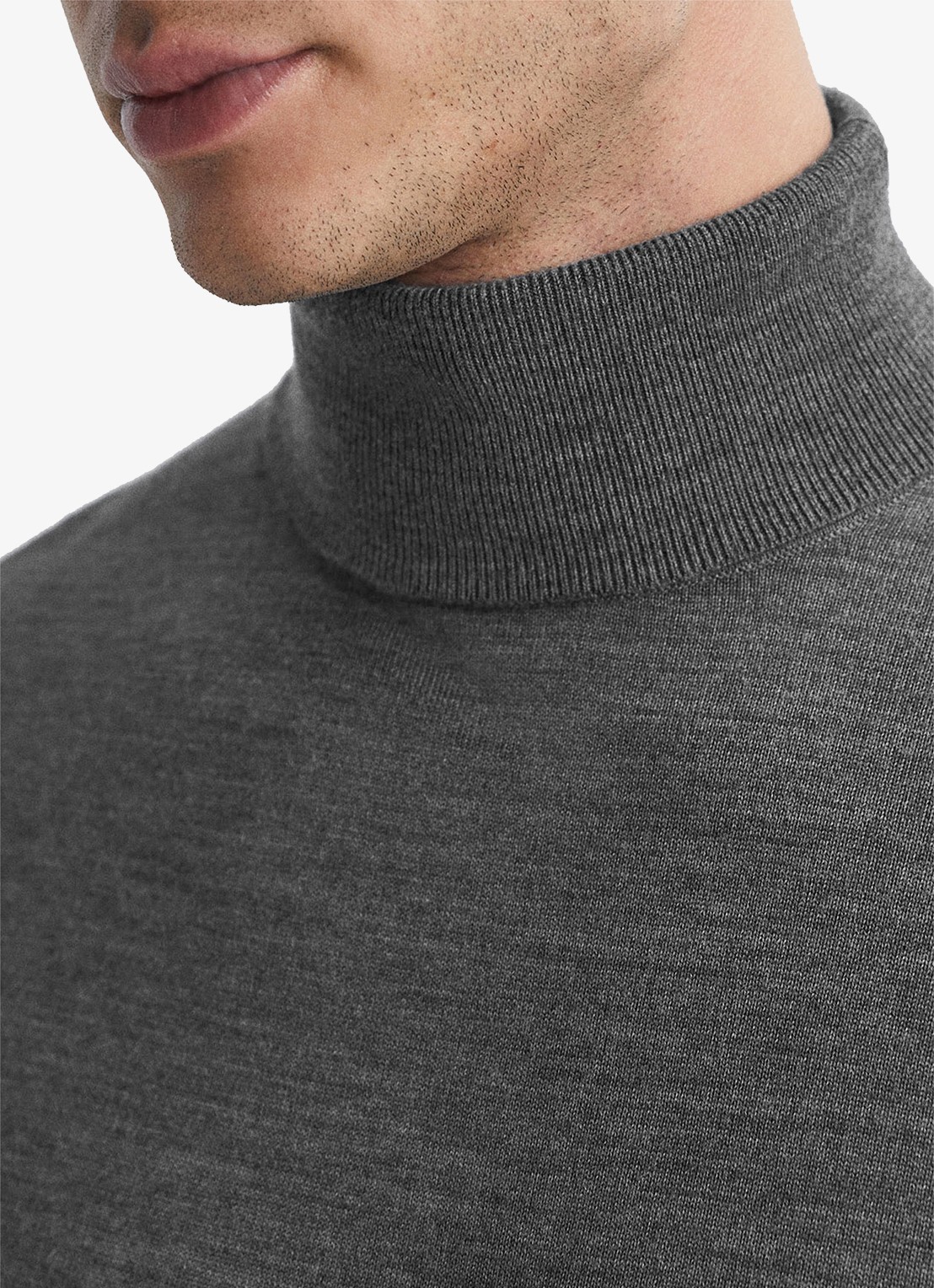 Reiss Caine fijngebreide trui van merino wol met col - detail 5 donkergrijs