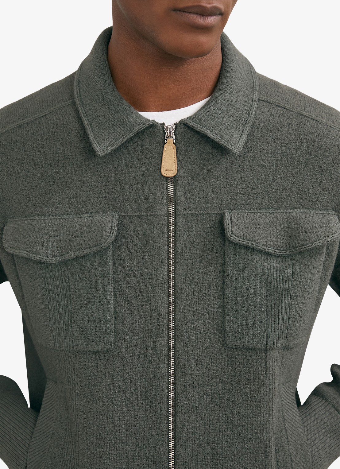 Reiss Calder fijngebreid vest van wol met borstzakken  - detail 5 groen