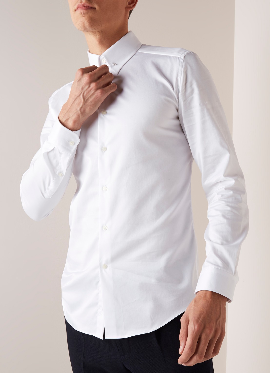 Reiss Caldwell slim fit overhemd met kentkraag en speld - detail 4 wit