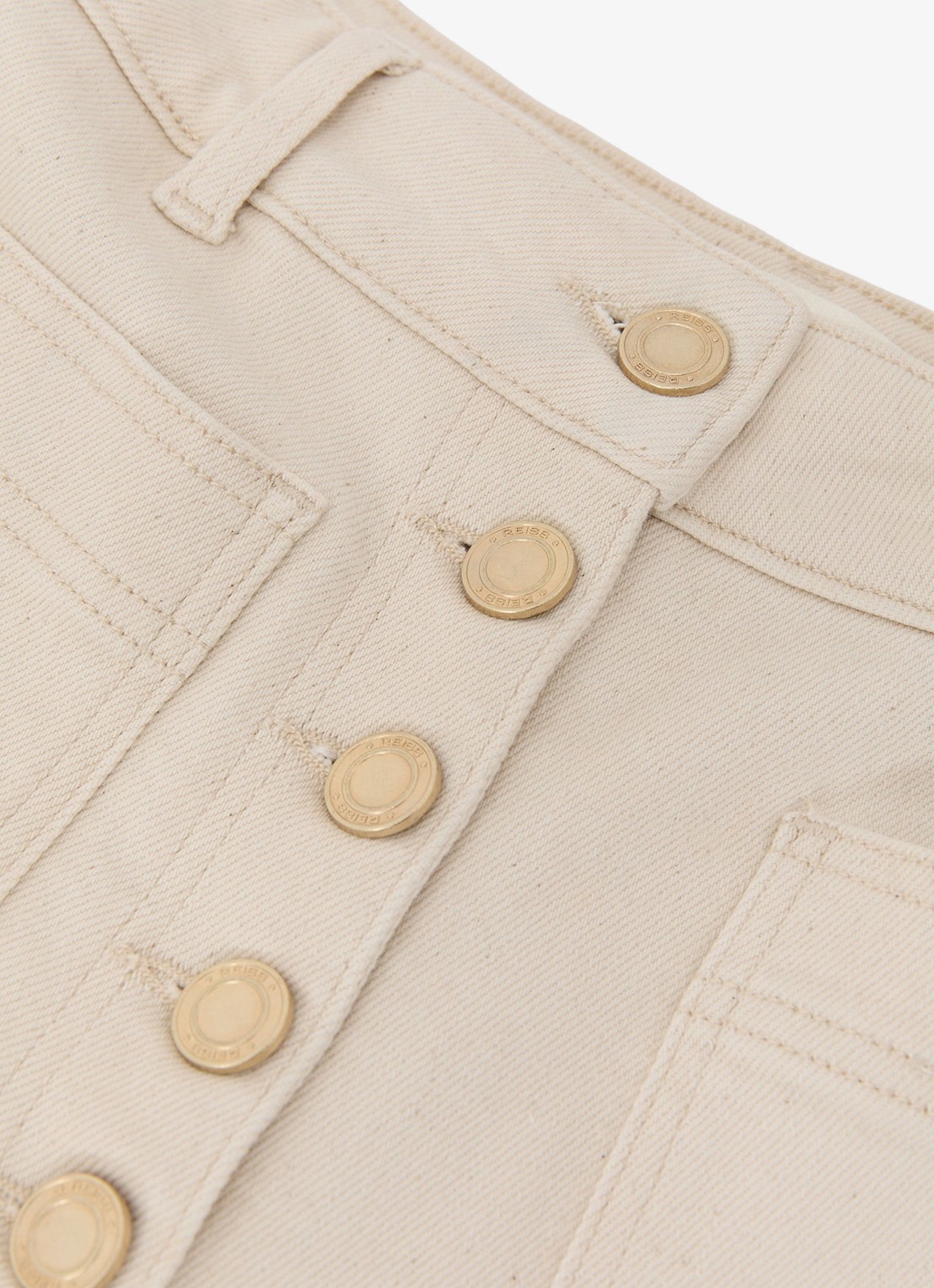 Reiss Cali high waist flared fit jeans met gekleurde wassing - detail 6 gebroken wit