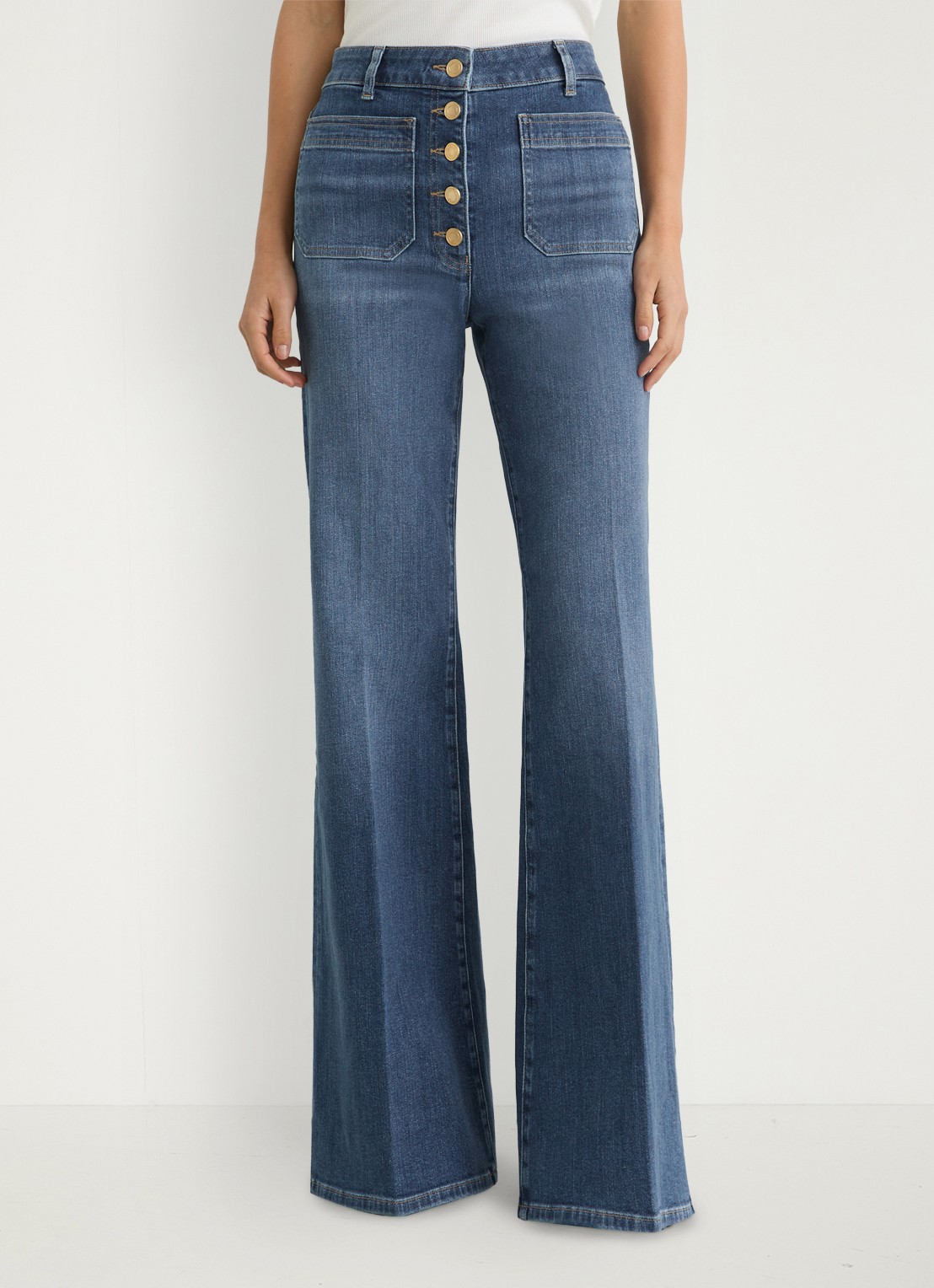 Reiss Cali high waist flared jeans met opgestikte zakken - detail 3 indigo