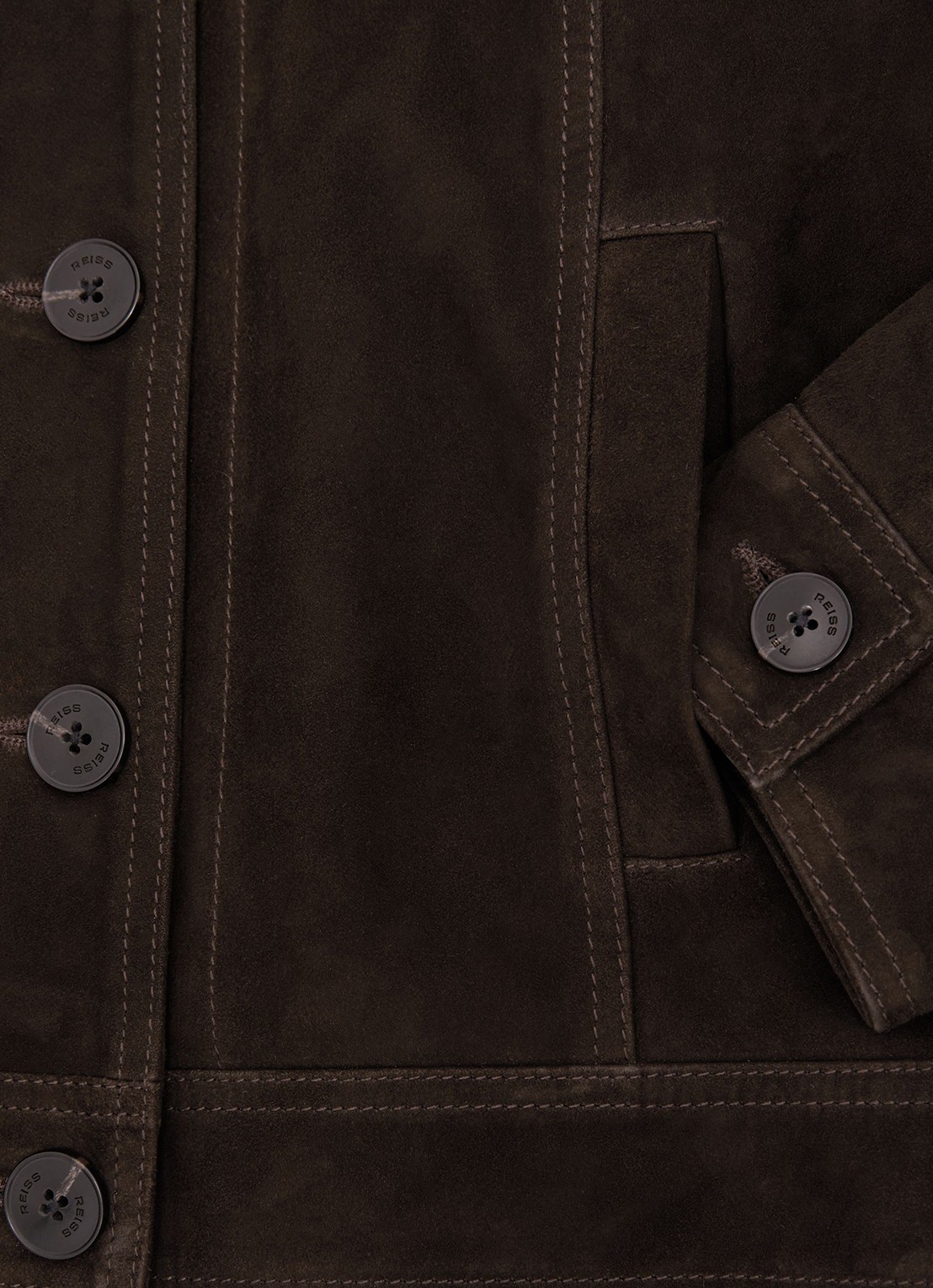 Reiss Callie jack van suéde - detail 4 donkerbruin