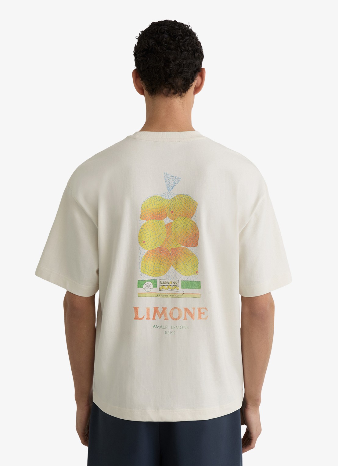 Reiss Calvino T-shirt met front- en backprint - achterkant 4 gebroken wit