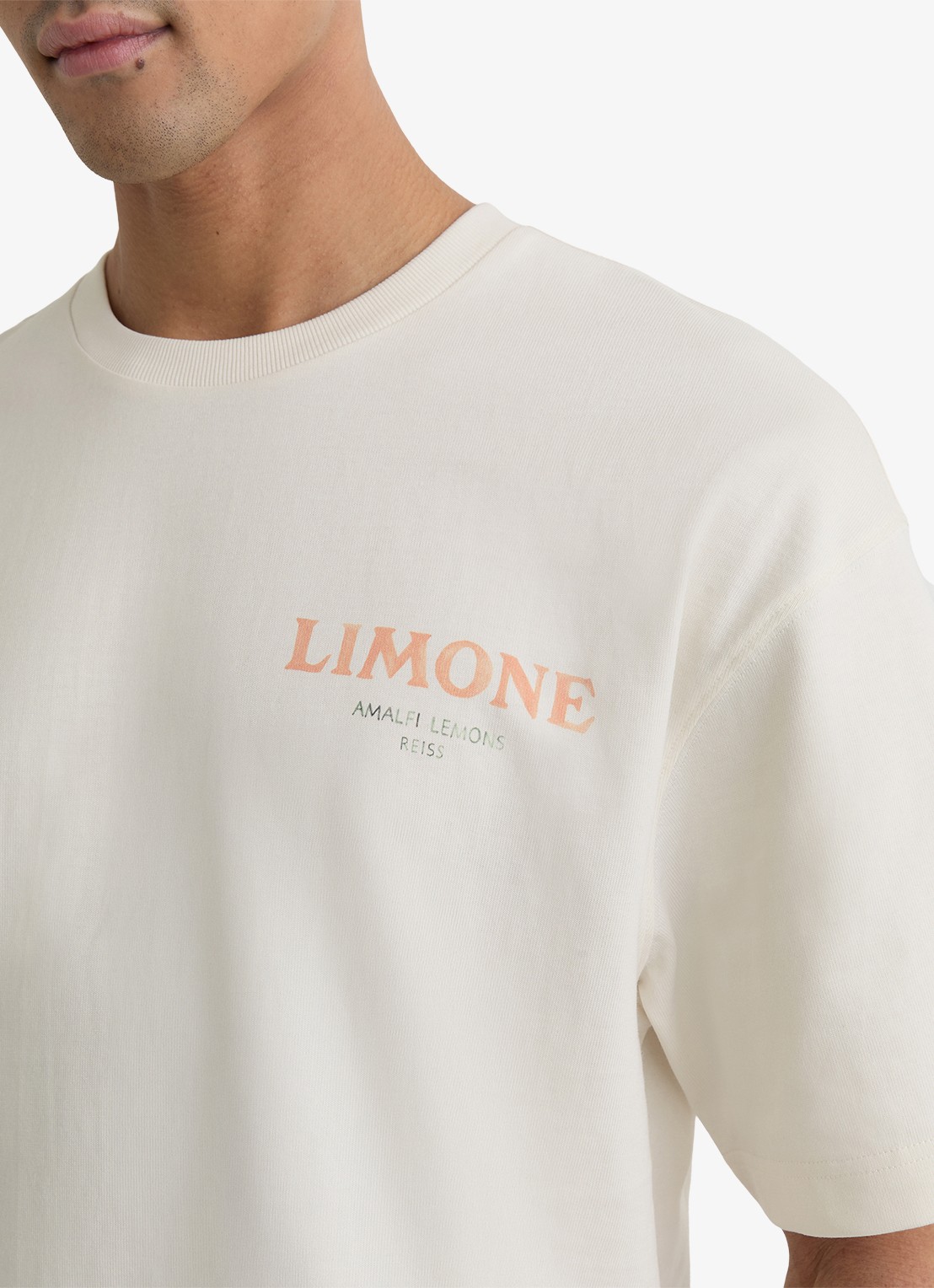 Reiss Calvino T-shirt met front- en backprint - detail 2 gebroken wit