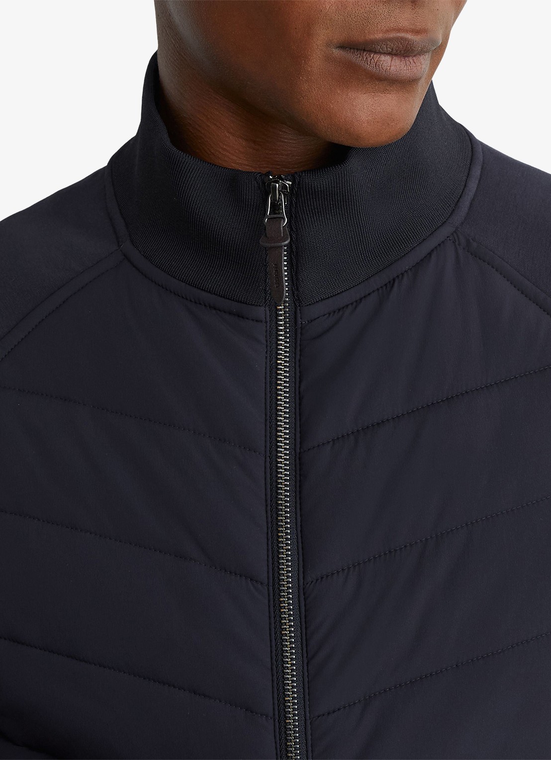 Reiss Calvorn gewateerde jack met quiltpatroon - detail 4 navy / blauw