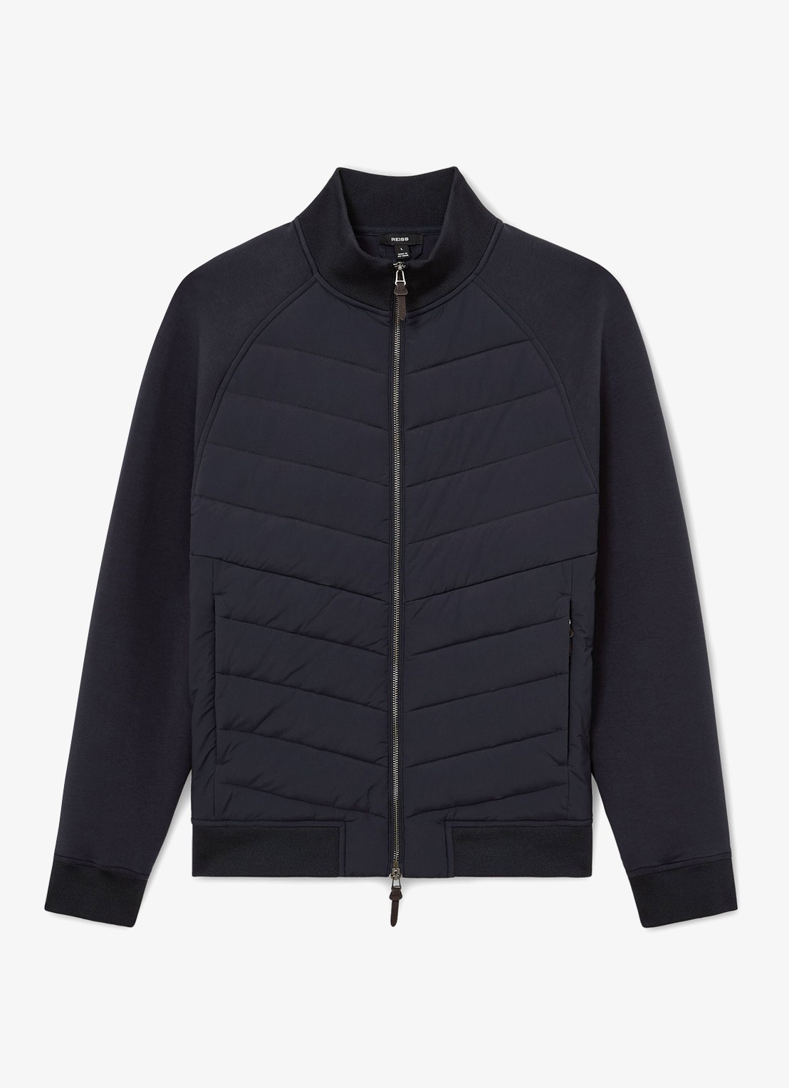 Reiss Calvorn gewateerde jack met quiltpatroon - voorkant 6 navy / blauw