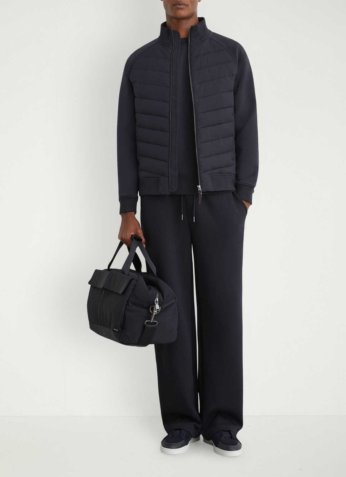 Reiss Calvorn gewateerde jack met quiltpatroon - voorkant 7 navy / blauw