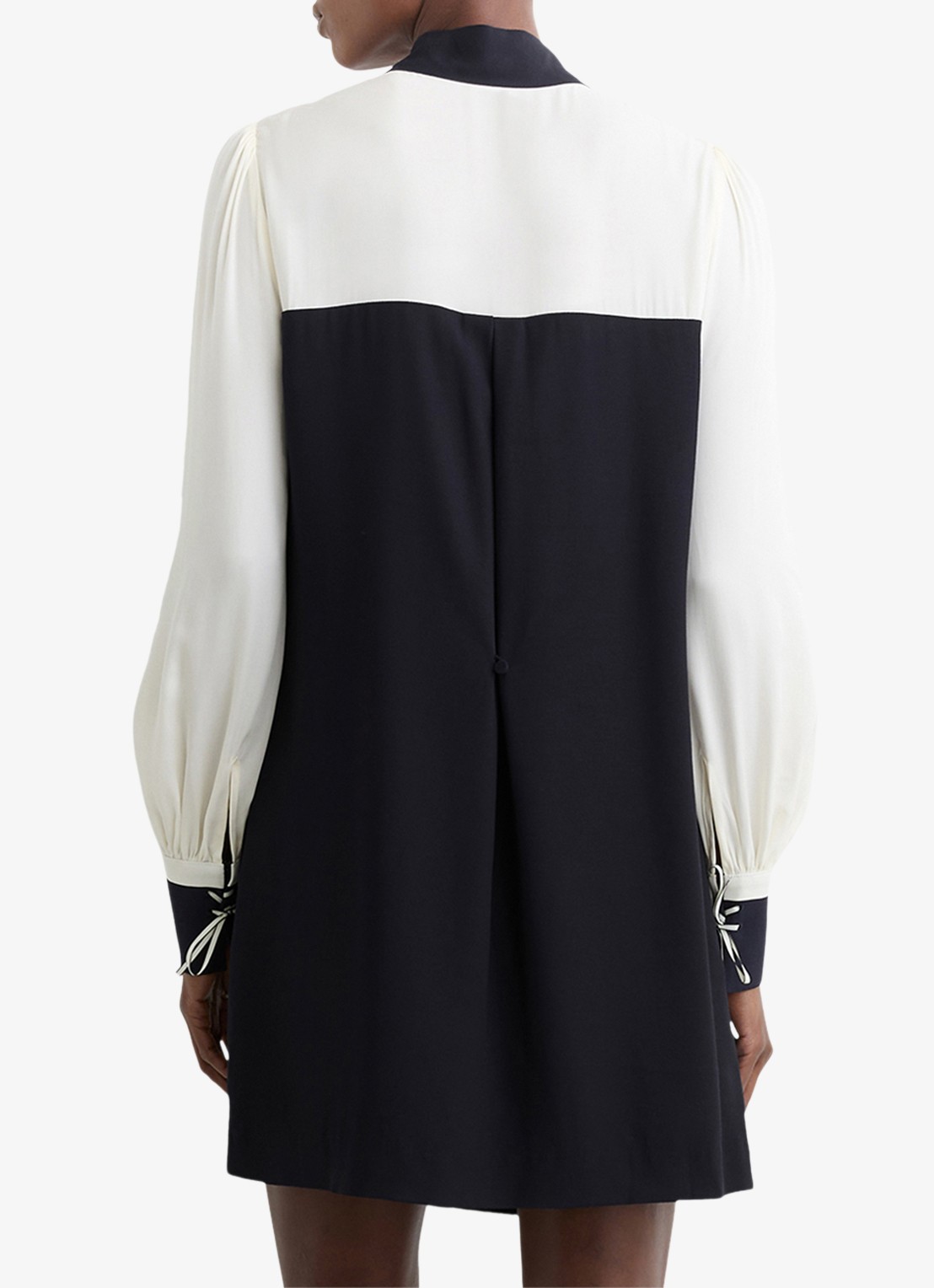 Reiss Cam mini tuniekjurk met sjaalkraag  - achterkant donkerblauw