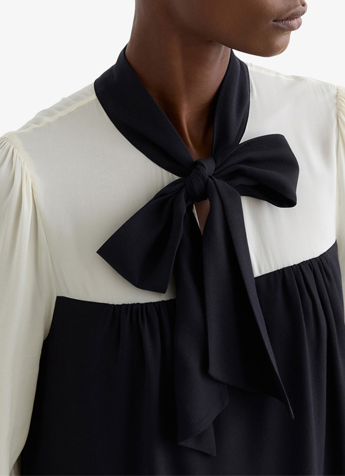 Reiss Cam mini tuniekjurk met sjaalkraag  - detail 3 donkerblauw