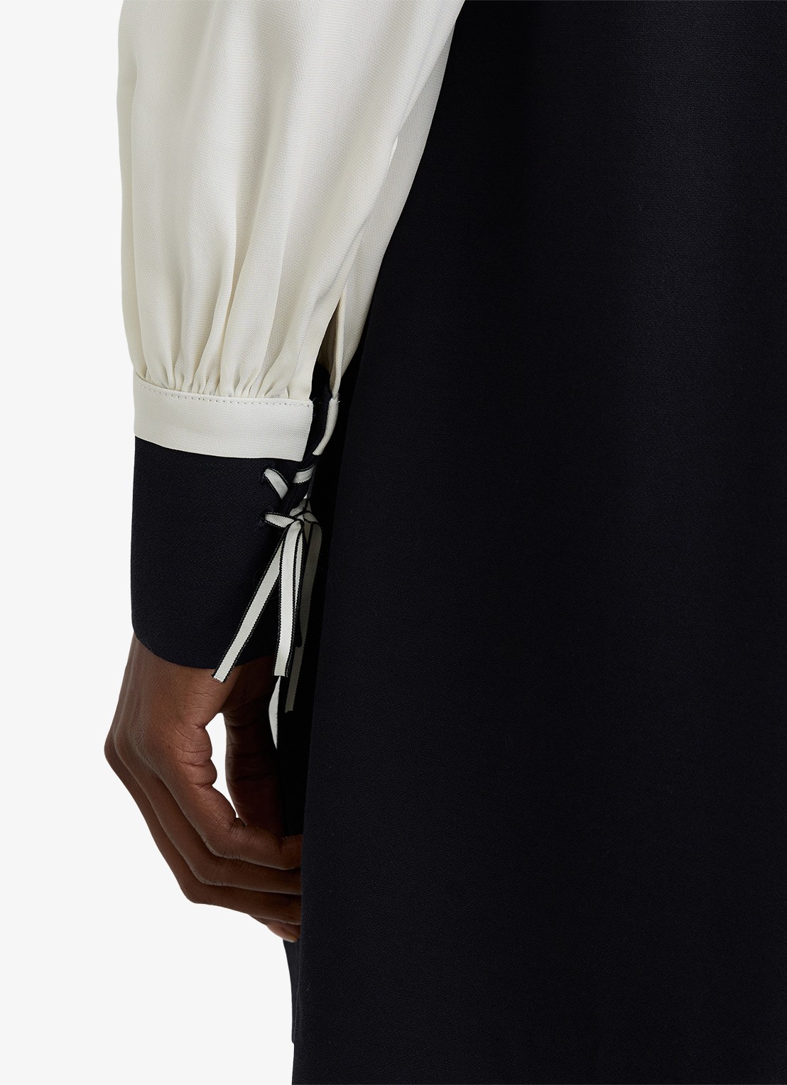 Reiss Cam mini tuniekjurk met sjaalkraag  - detail 4 donkerblauw