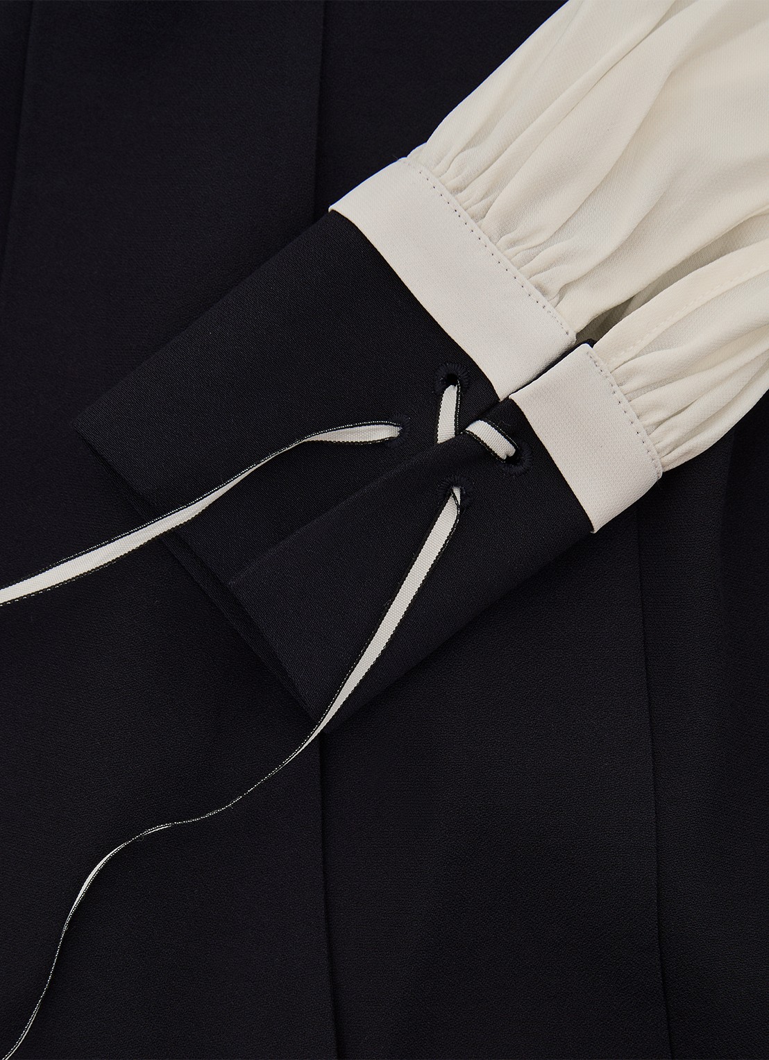Reiss Cam mini tuniekjurk met sjaalkraag  - detail 5 donkerblauw
