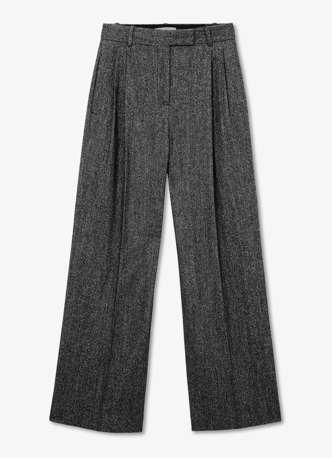 Reiss Camila high waist wide fit pantalon in zijdeblend - voorkant 6 donkergrijs