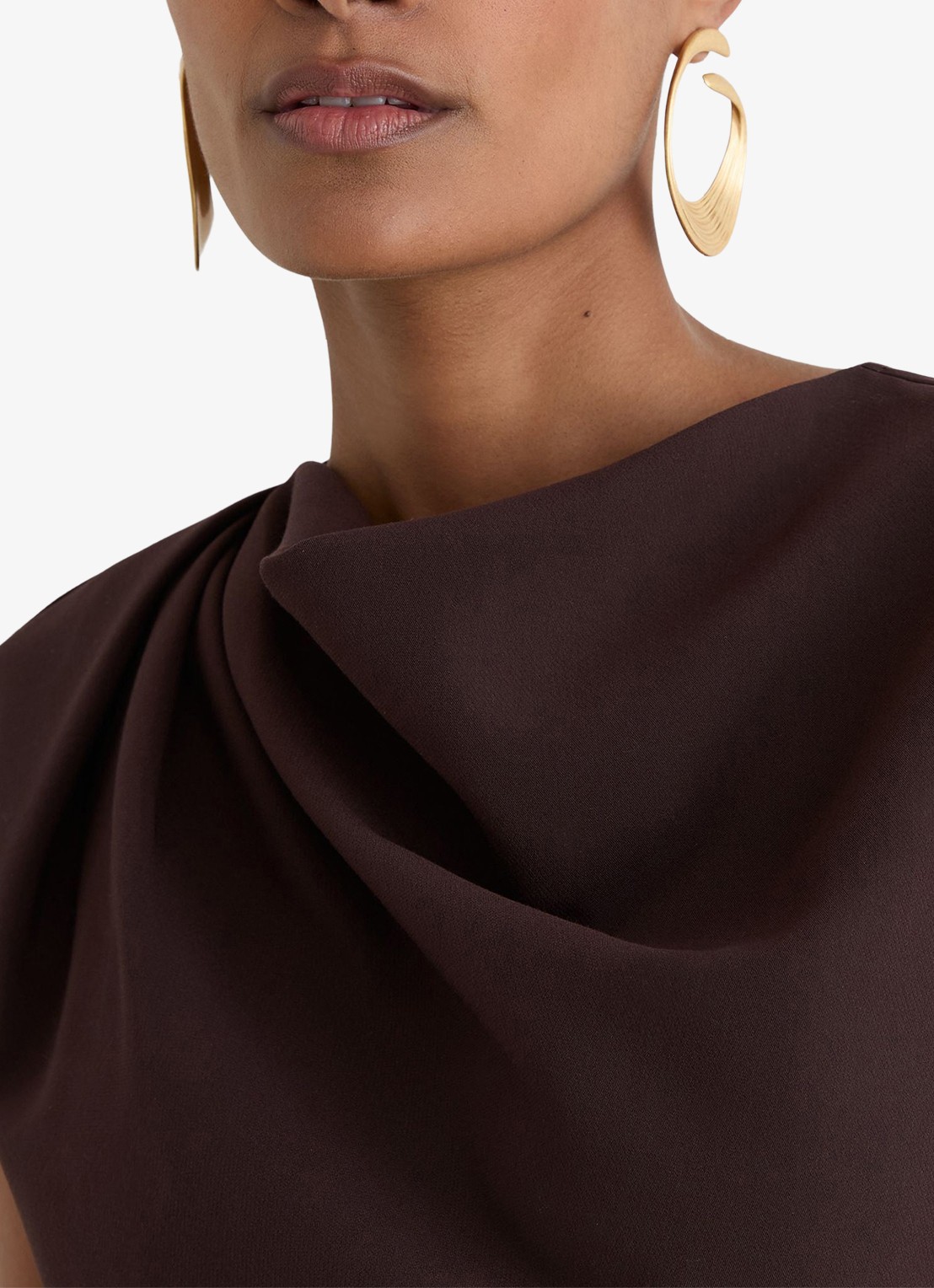 Reiss Camilla midi jurk met asymmetrische zoom - detail 5 bruin