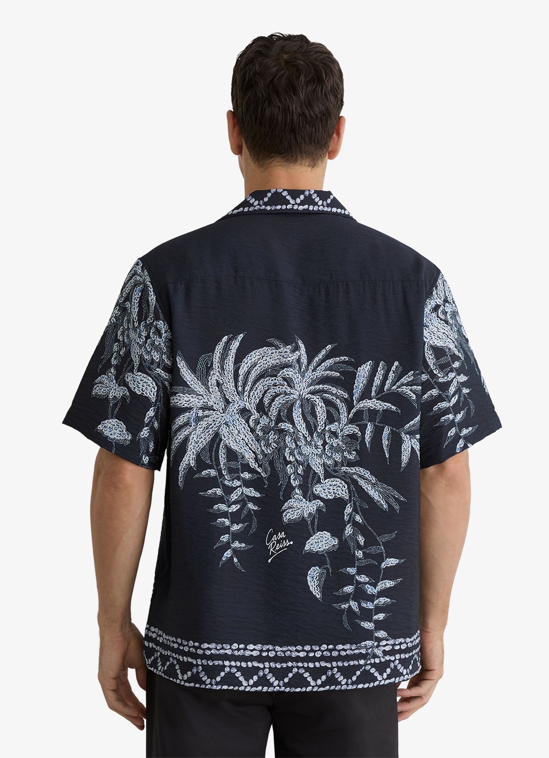 Reiss Camino regular fit overhemd met print - achterkant 7 navy / blauw