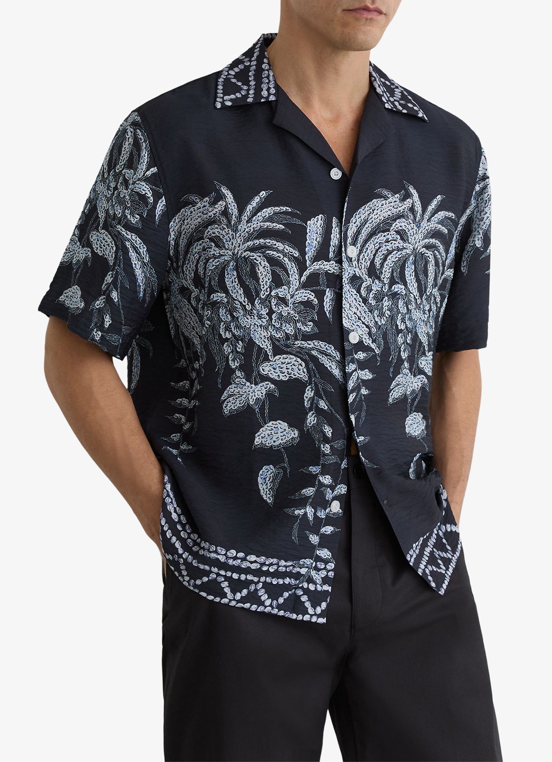 Reiss Camino regular fit overhemd met print - detail 3 navy / blauw