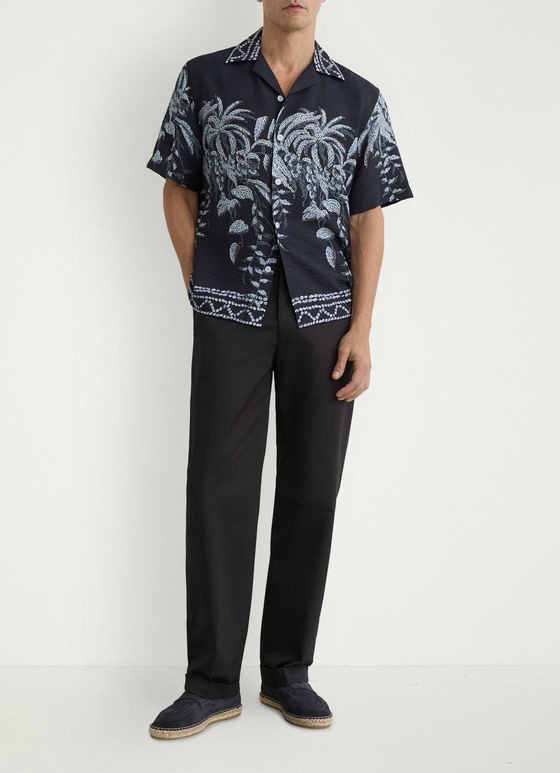 Reiss Camino regular fit overhemd met print - voorkant 2 navy / blauw