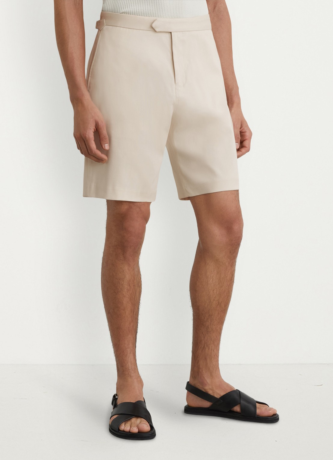Reiss Cantwell straight fit korte chino in katoenblend - detail 4 stone / beige
