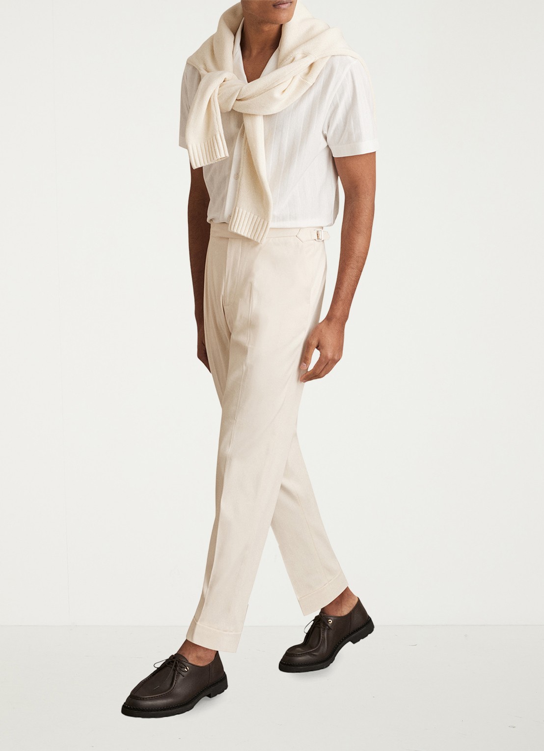Reiss Cantwell tapered fit pantalon met ceintuur - voorkant 3 donkergrijs