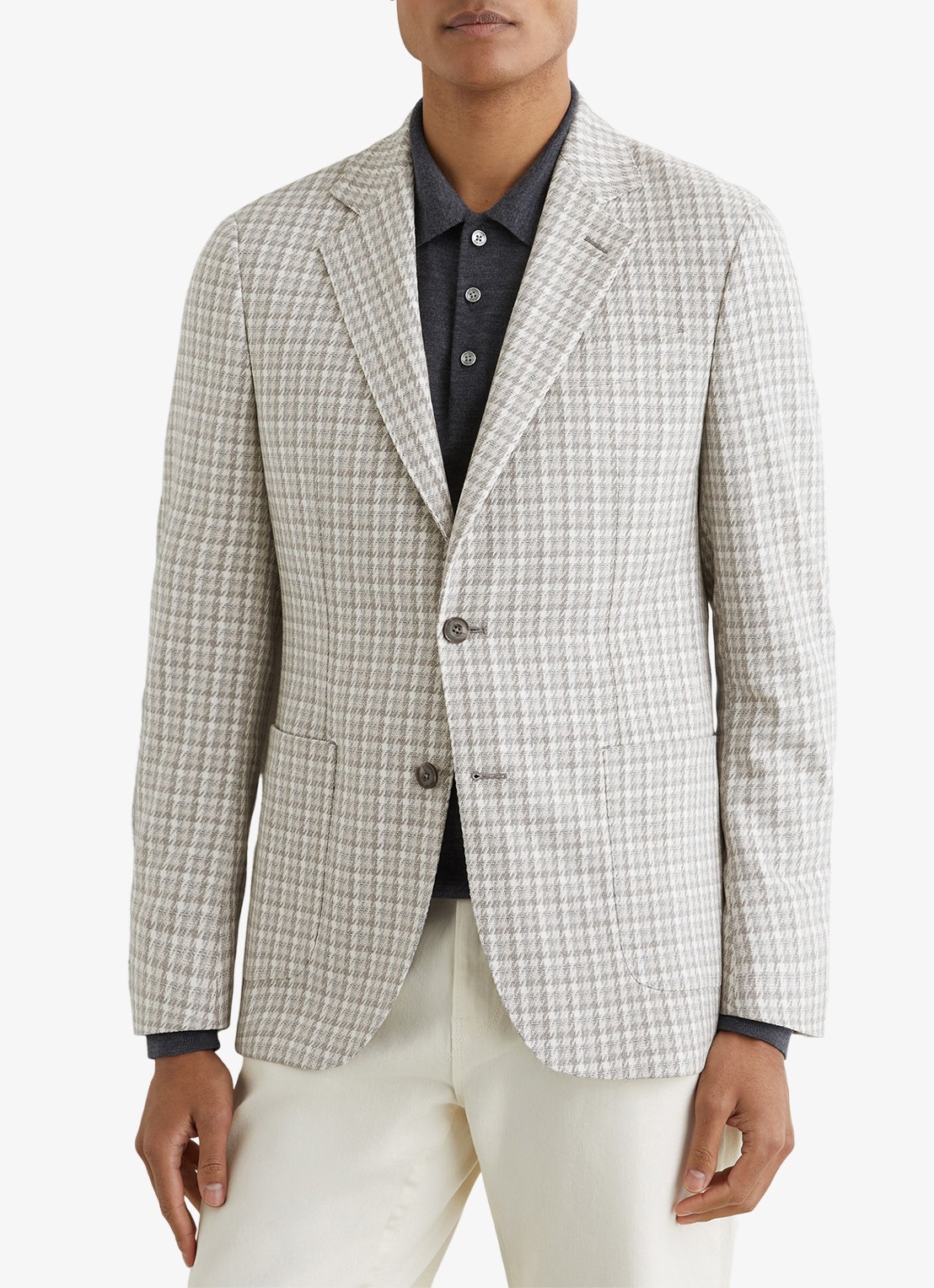 Reiss CANTY regular fit colbert met ruitdessin  - detail 4 soft grey / grijs