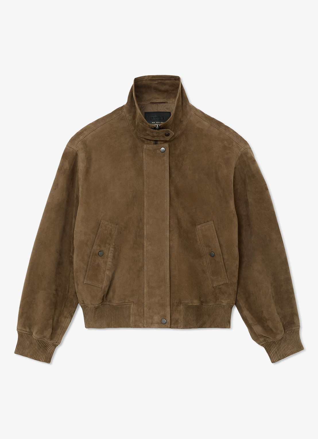Reiss Cara bomberjack van suède - voorkant khaki