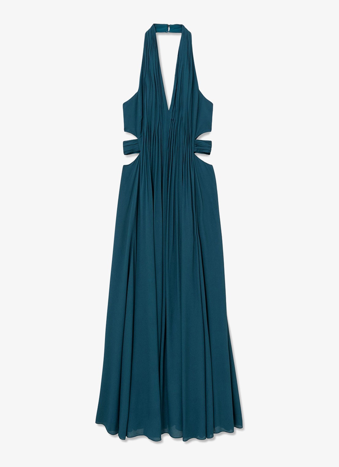 Reiss Cara midi jurk met cut-out detail - voorkant turquoise