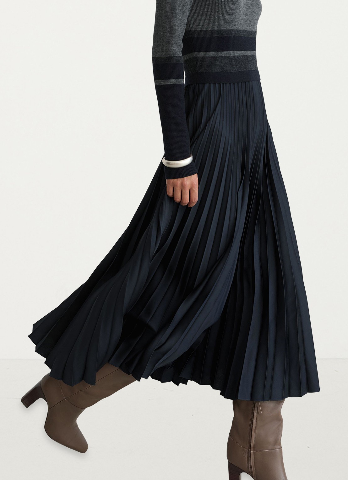 Reiss Carla midi jurk met streepprint - detail 4 grijs