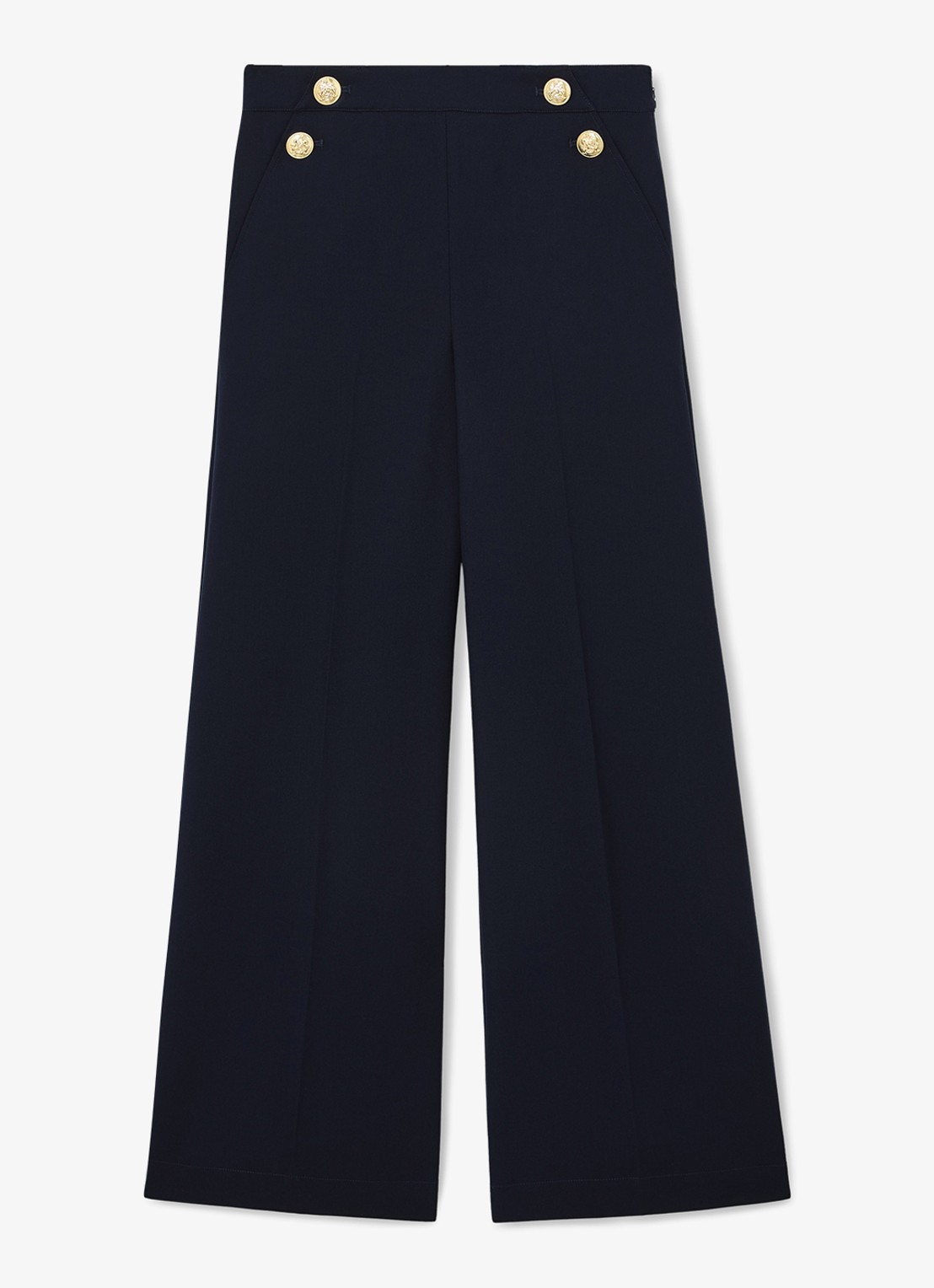 Reiss Carley high waist wide fit pantalon met steekzakken  - voorkant 2 blauw