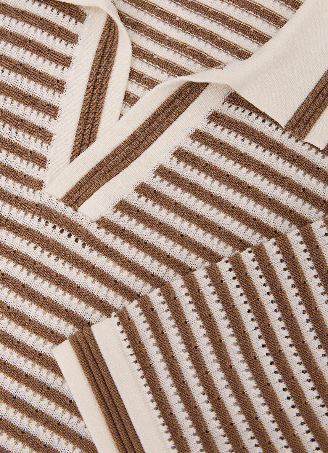 Reiss Carlford regular fit polo in linnenblend met streepprint - detail 7 camel