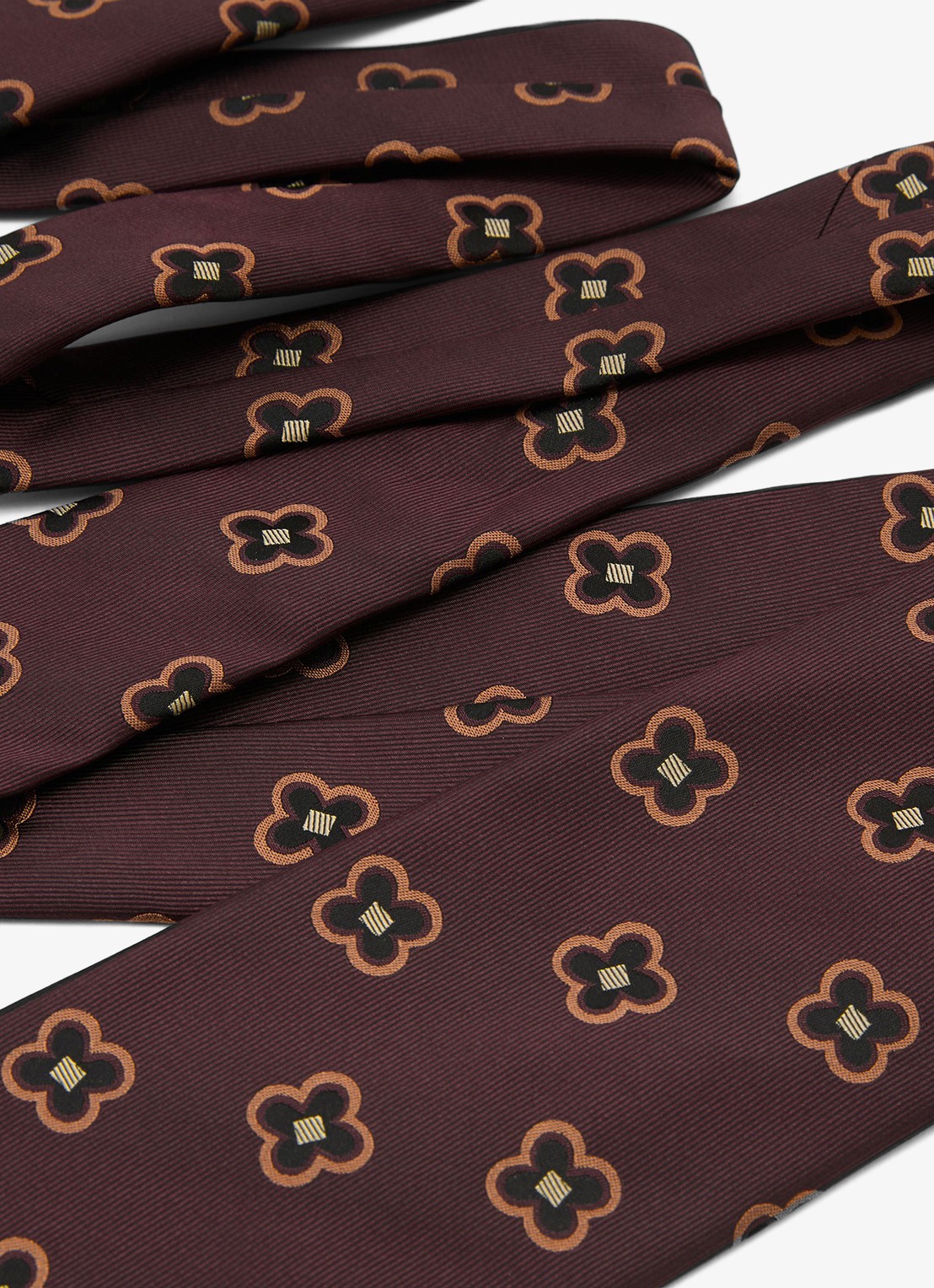 Reiss Carmelo stropdas in zijdeblend met print - detail bordeauxrood