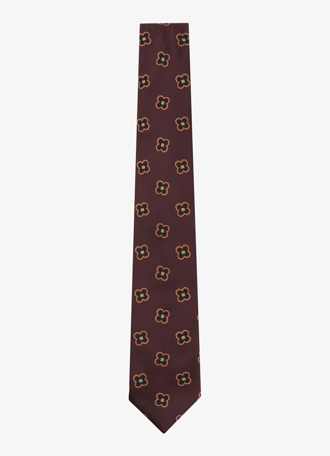 Reiss Carmelo stropdas in zijdeblend met print - voorkant 5 bordeauxrood