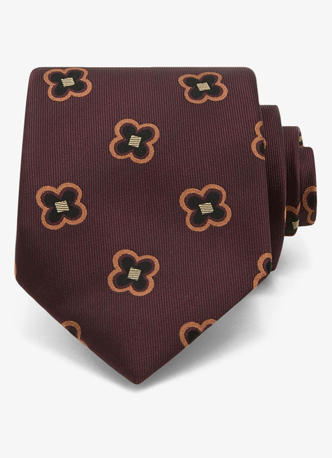 Reiss Carmelo stropdas in zijdeblend met print - voorkant 6 bordeauxrood