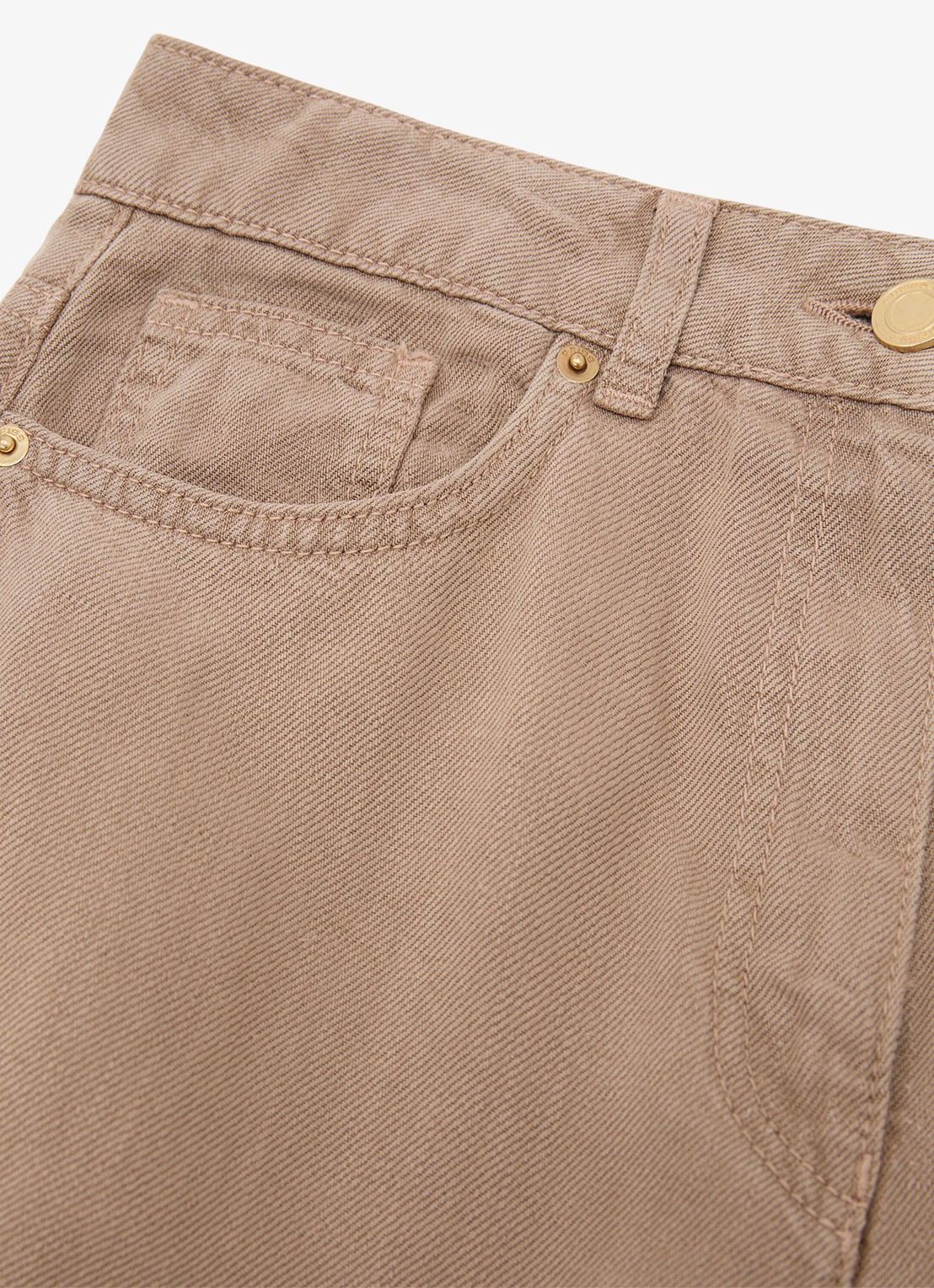 Reiss Carmen high waist wide fit broek in linnenblend - detail 4 beige