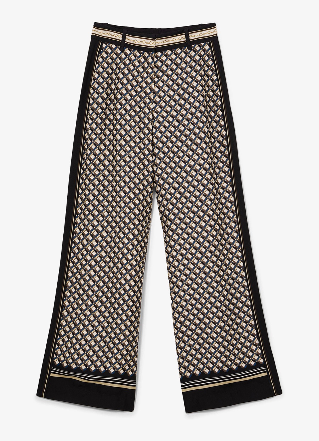 Reiss Carmine high waist wide fit pantalon met print - voorkant 6 donkerblauw