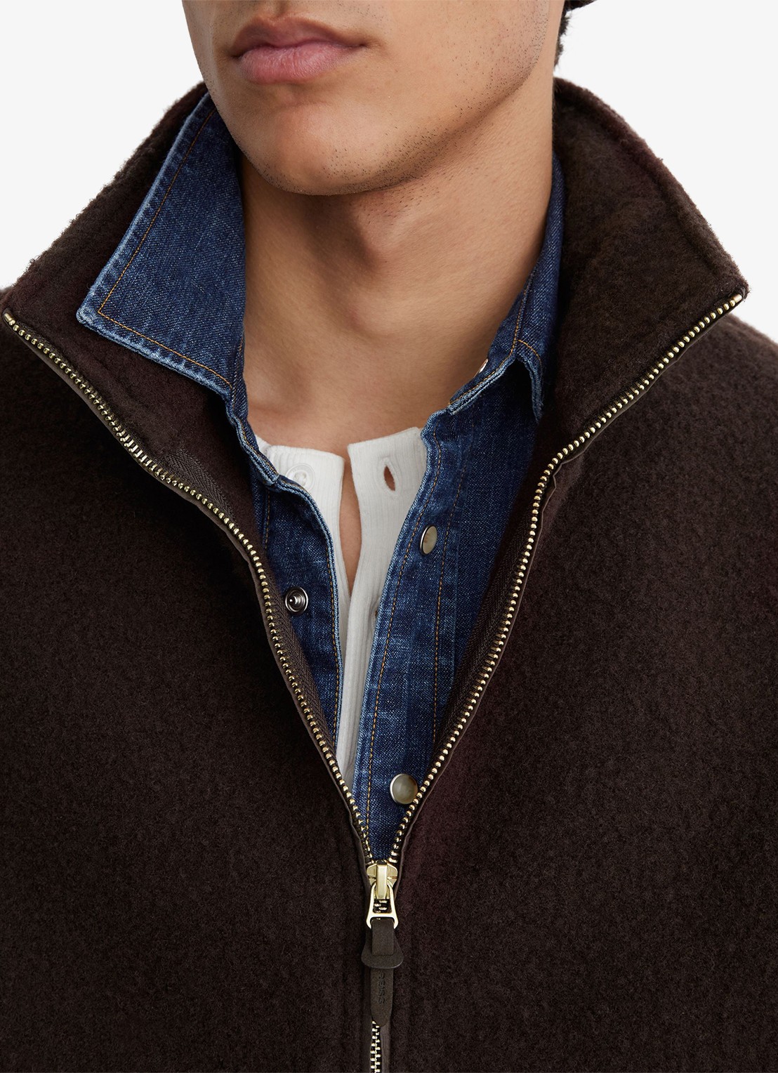 Reiss Carver jack in wolblend-bouclé - detail 5 chocoladebruin