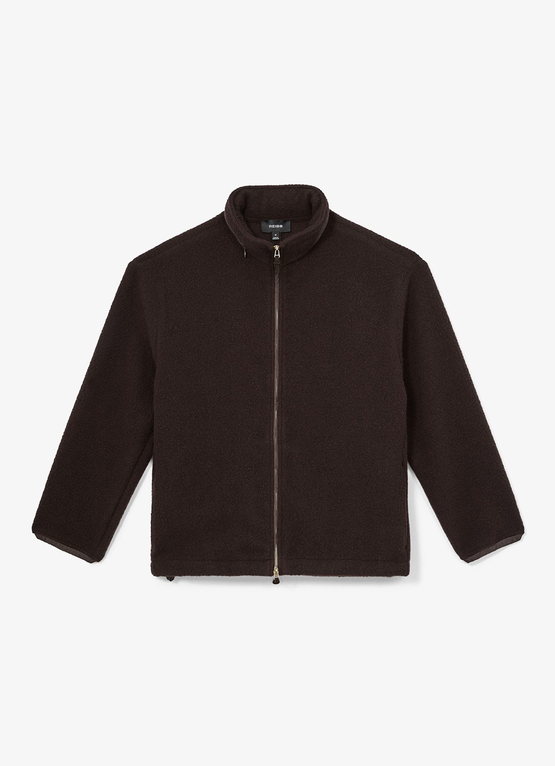 Reiss Carver jack in wolblend-bouclé - voorkant 7 chocoladebruin