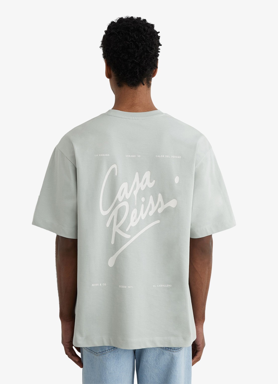 Reiss Casa T-shirt met front- en backprint - achterkant grijs