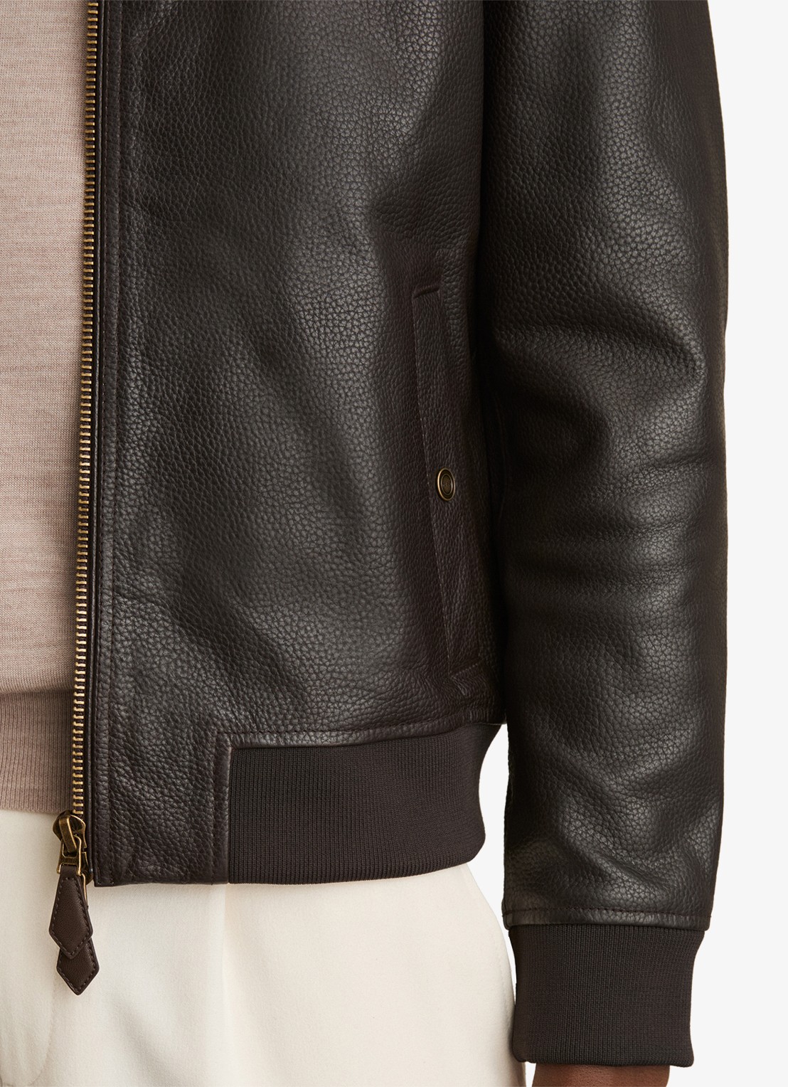 Reiss Cast bomberjack van leer - detail 4 bruin