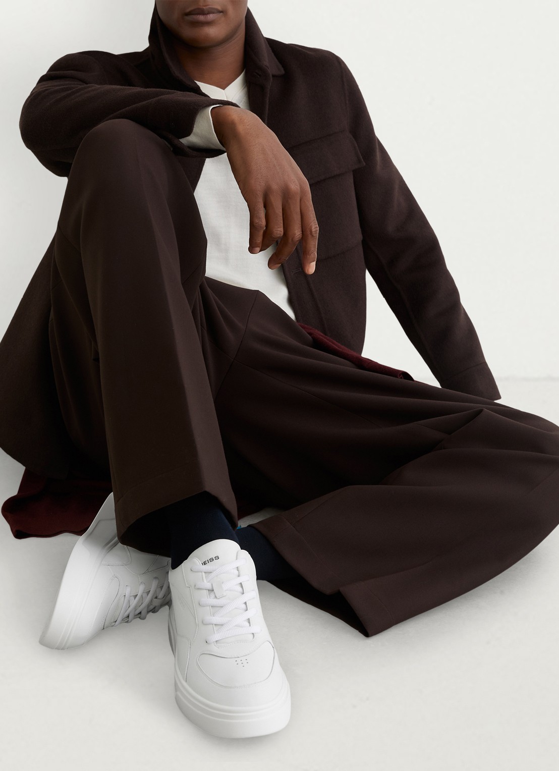 Reiss Cast sneaker van leer - voorkant 5 wit