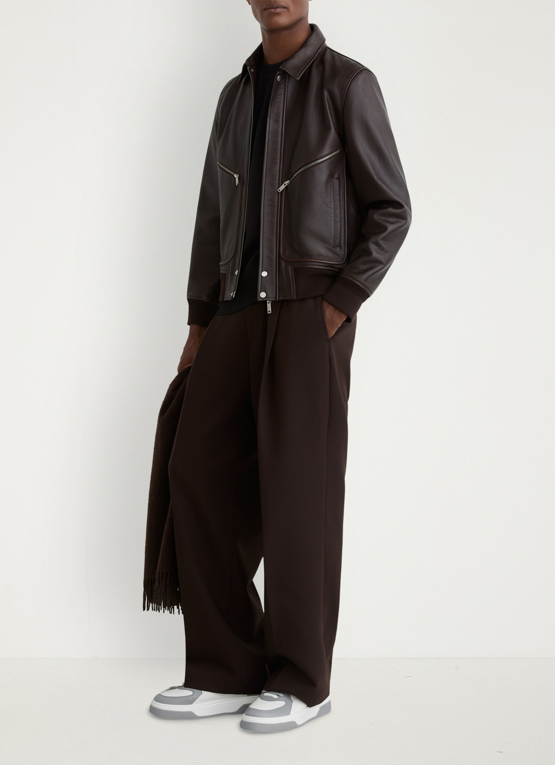 Reiss Cast sneaker van leer - voorkant 5 grijs