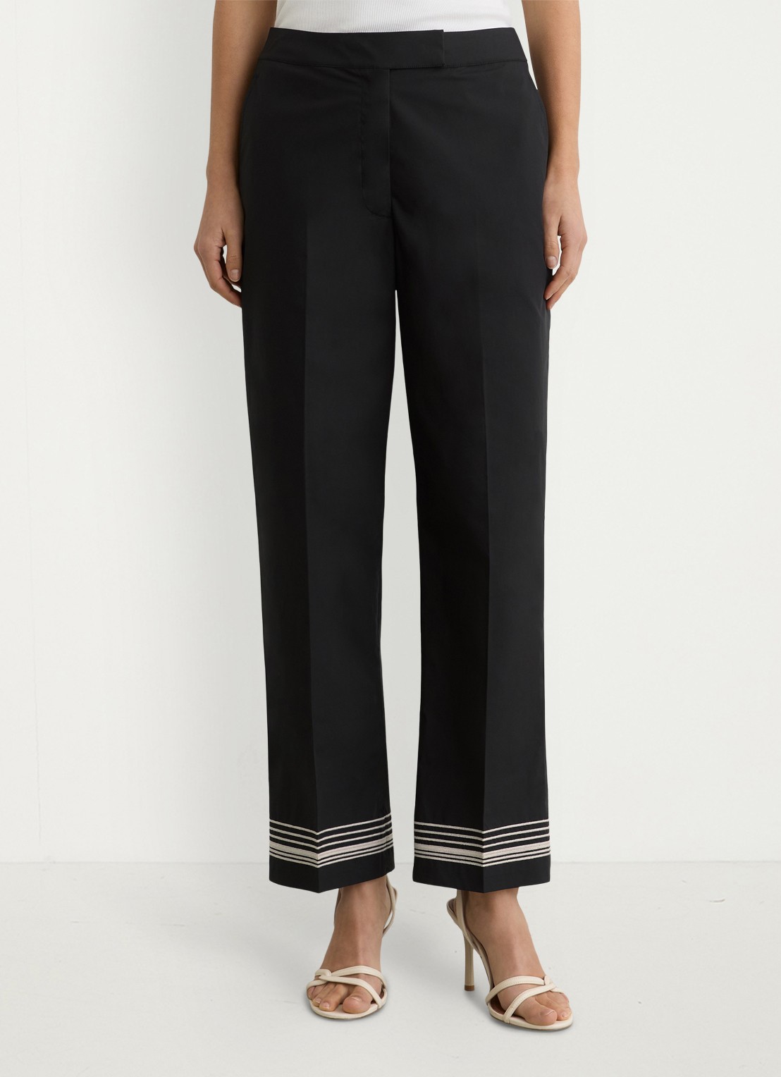 Reiss Cat high waist wide fit pantalon van katoen - detail 3 zwart